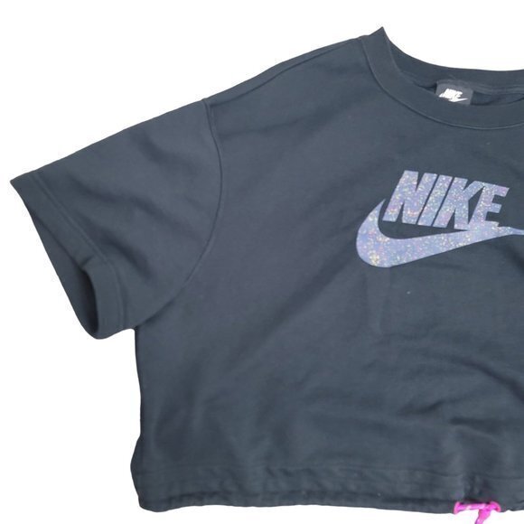 Nike Womwens Plus Size 3x Black Icon Clash Crop Tee - Picture 2 of 9